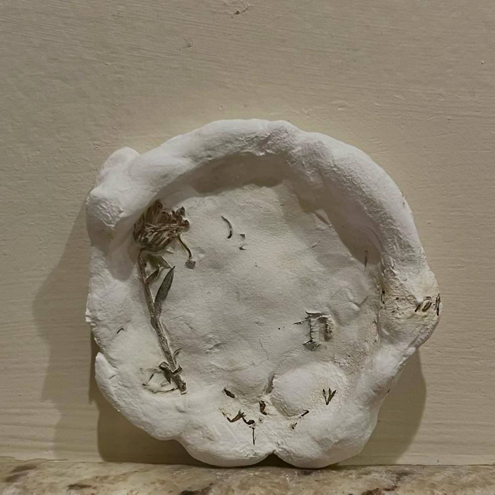 Handcrafted White Clay trinket tray or ring holder